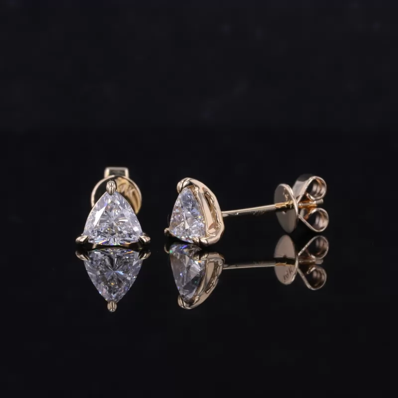 5.3×5.3mm Trilliant Cut Lab Grown Diamond 14K Yellow Gold Diamond Stud Earrings