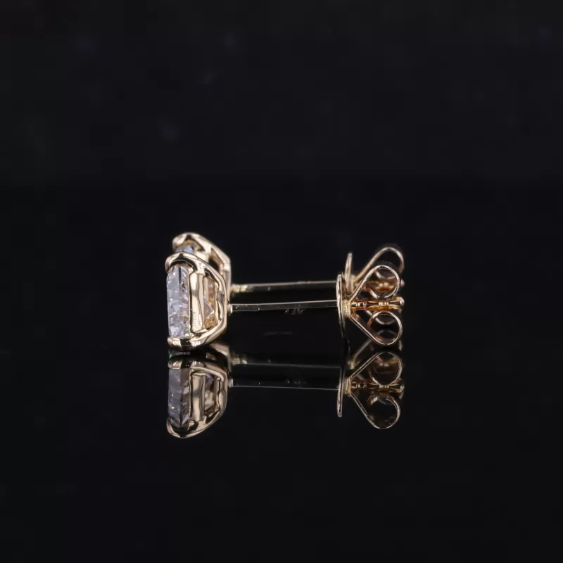 5.3×5.3mm Trilliant Cut Lab Grown Diamond 14K Yellow Gold Diamond Stud Earrings