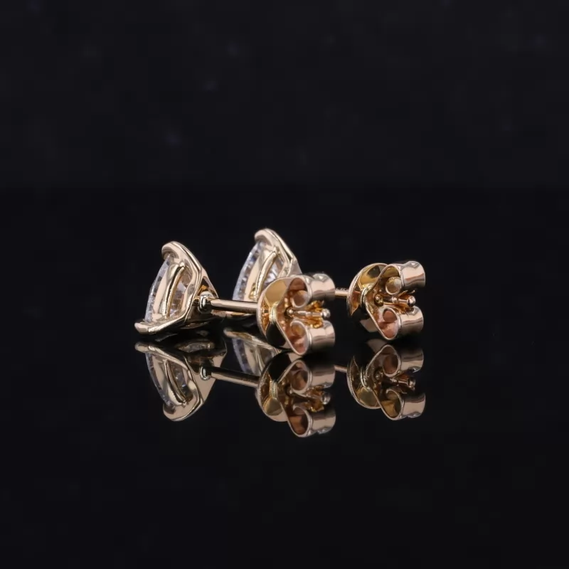 5.3×5.3mm Trilliant Cut Lab Grown Diamond 14K Yellow Gold Diamond Stud Earrings