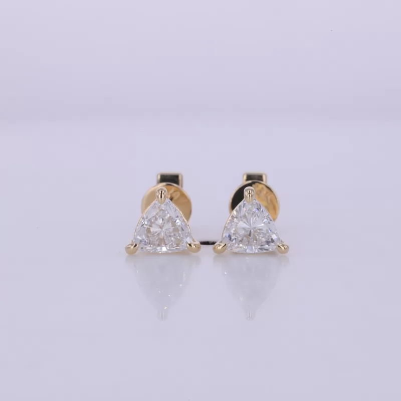 5.3×5.3mm Trilliant Cut Lab Grown Diamond 14K Yellow Gold Diamond Stud Earrings