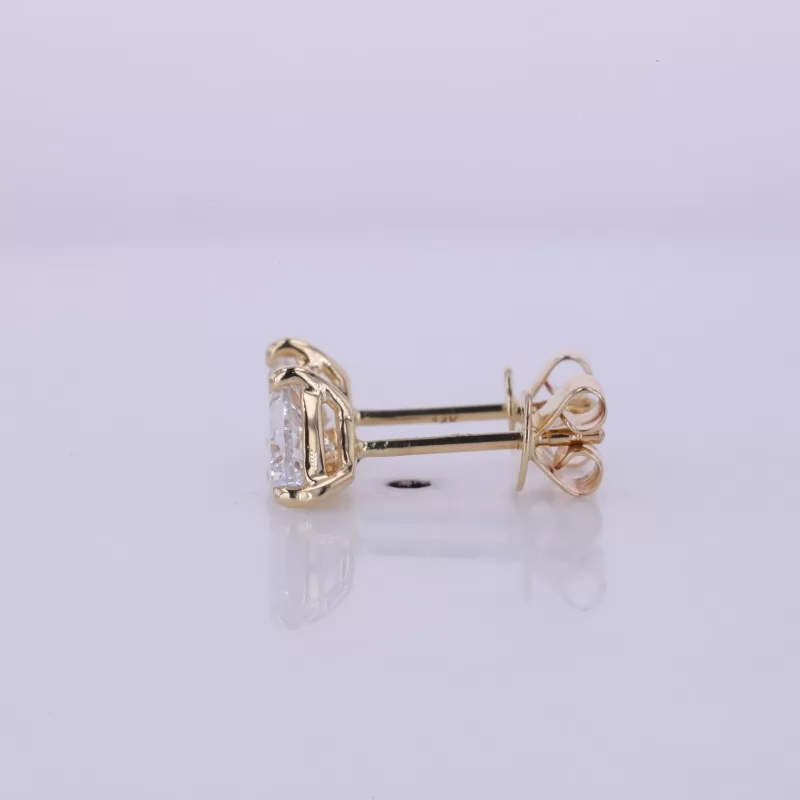 5.3×5.3mm Trilliant Cut Lab Grown Diamond 14K Yellow Gold Diamond Stud Earrings