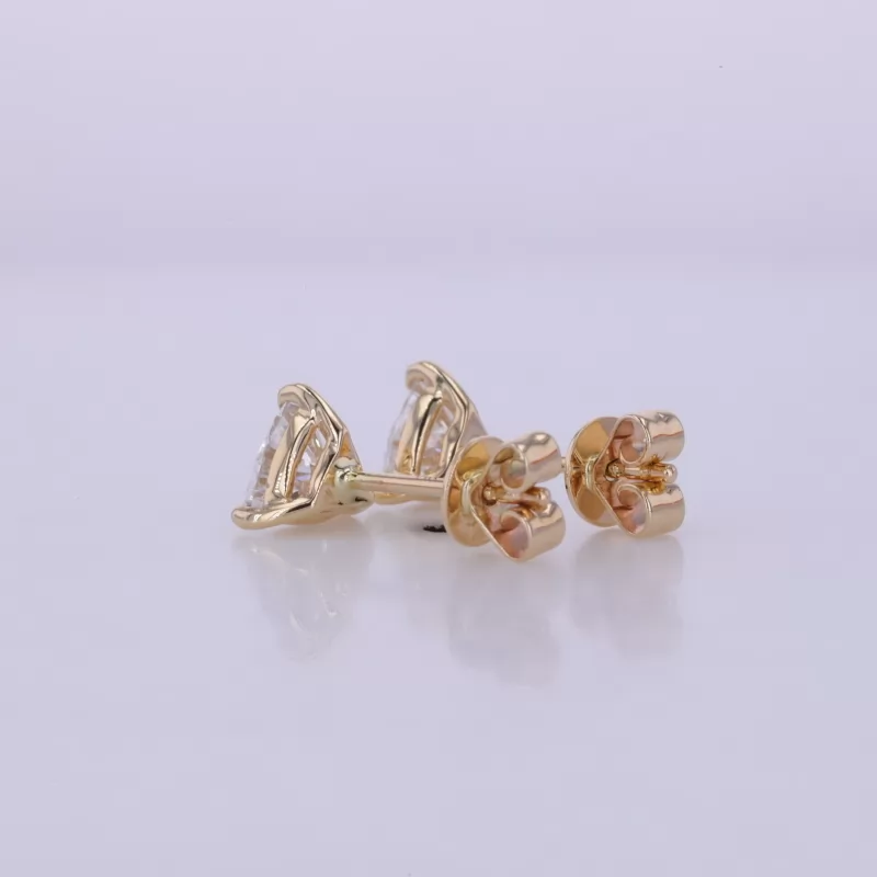 5.3×5.3mm Trilliant Cut Lab Grown Diamond 14K Yellow Gold Diamond Stud Earrings