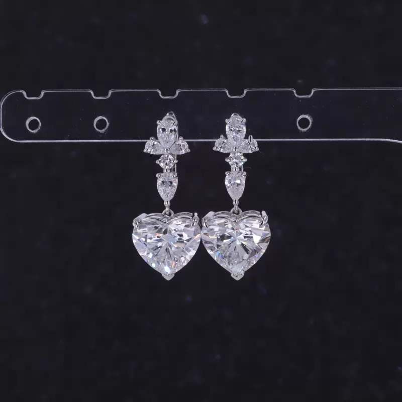 8.61×10.12mm Heart Cut Lab Grown Diamond PT950 Diamond Earrings