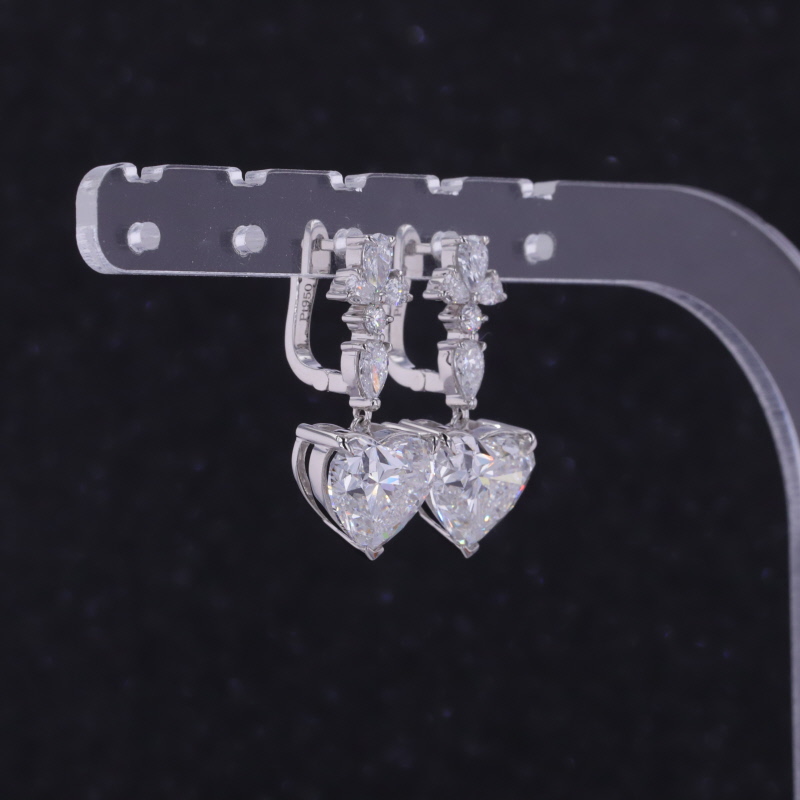 8.61×10.12mm Heart Cut Lab Grown Diamond PT950 Diamond Earrings