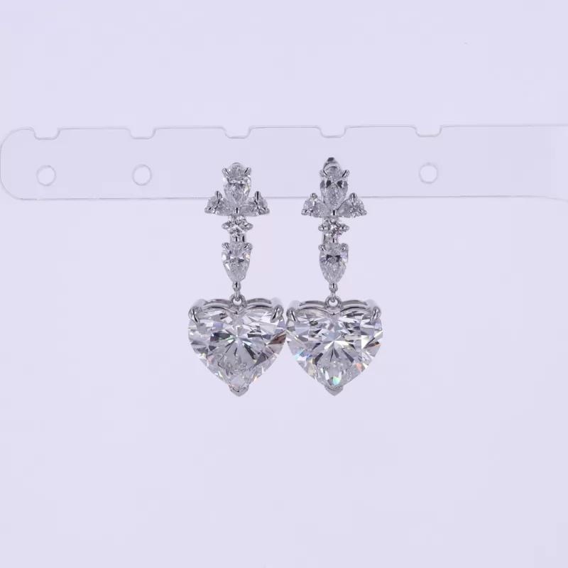 8.61×10.12mm Heart Cut Lab Grown Diamond PT950 Diamond Earrings