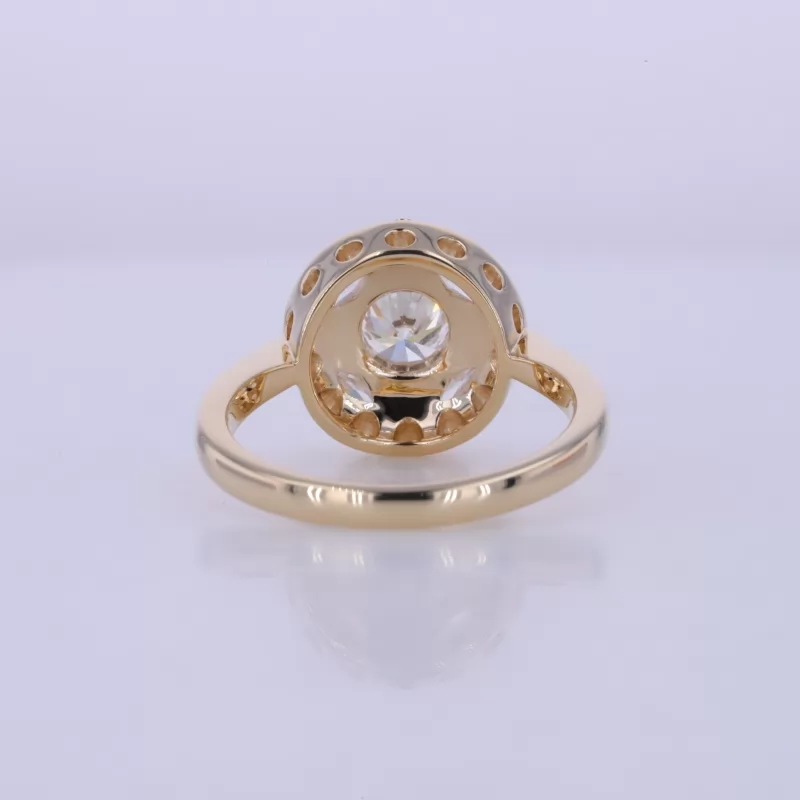 5.32mm Round Brilliant Cut Lab Grown Diamond 14K Yellow Gold Halo Engagement Ring