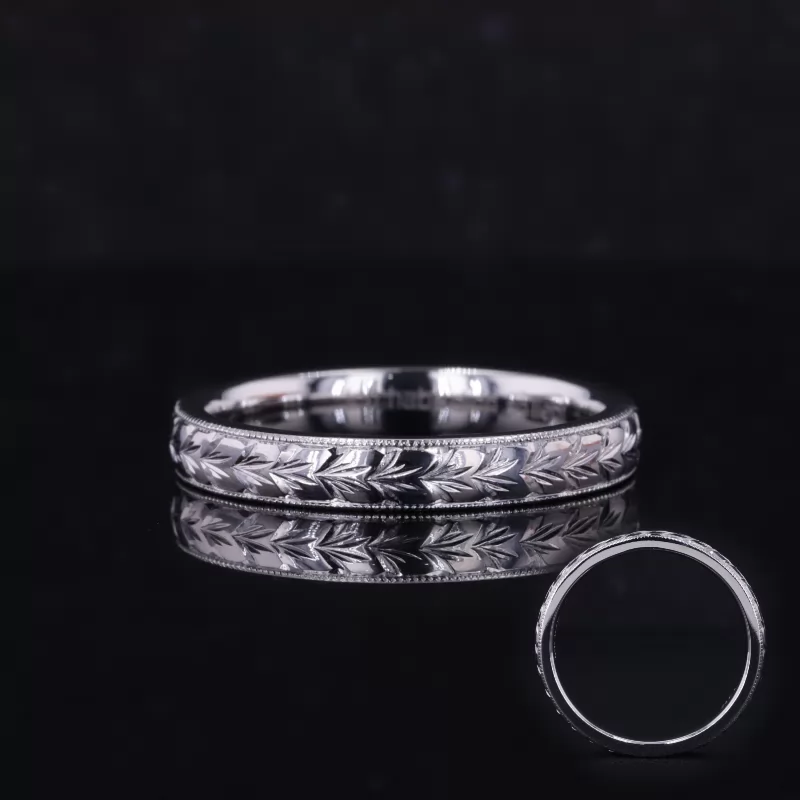 14K White Gold Vintage Script Ring