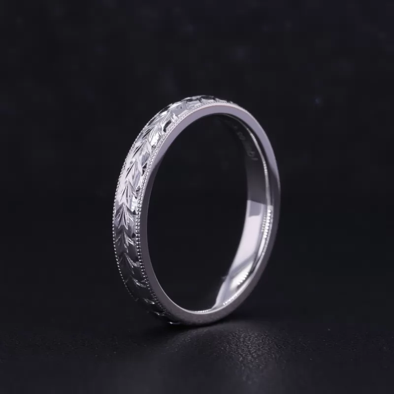 14K White Gold Vintage Script Ring