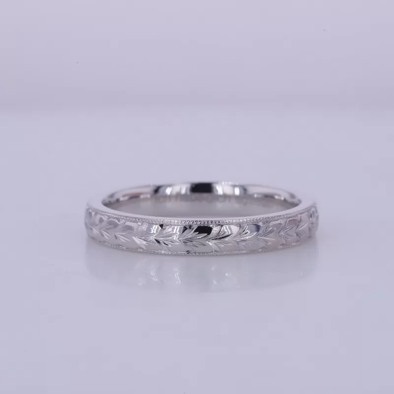 14K White Gold Vintage Script Ring