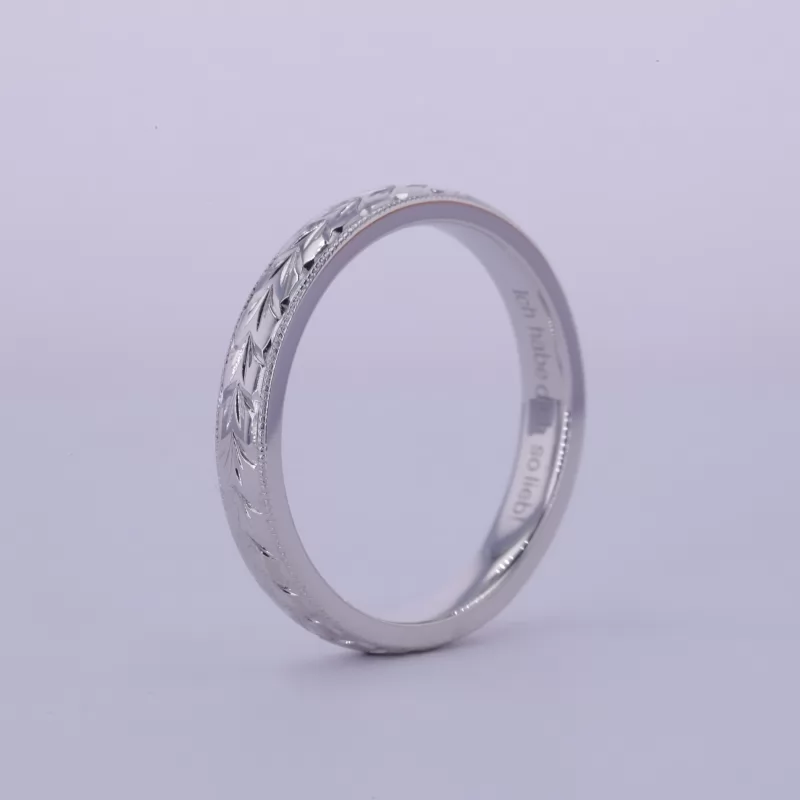 14K White Gold Vintage Script Ring