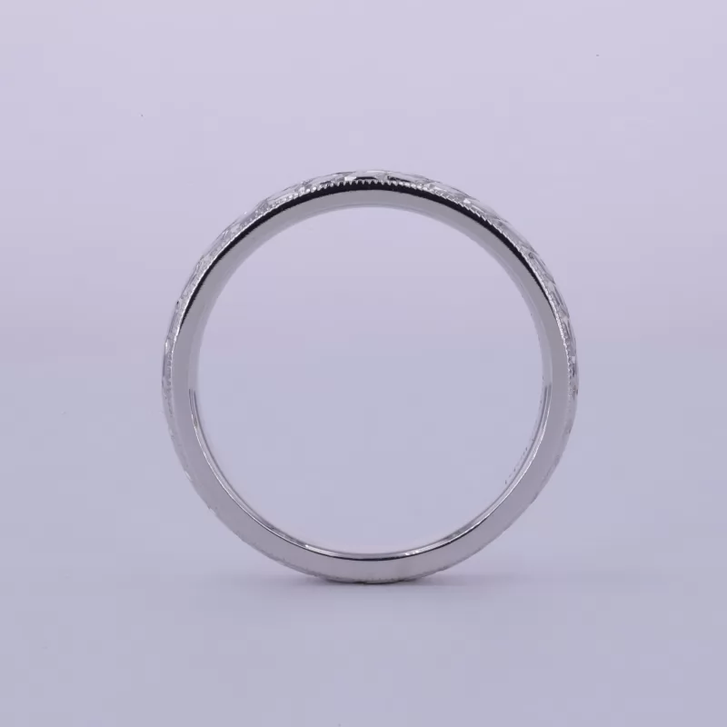 14K White Gold Vintage Script Ring