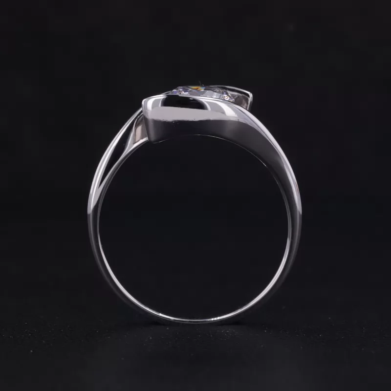 6.75mm Round Brilliant Cut Lab Grown Diamond 18K White Gold Tension Set Engagement Ring