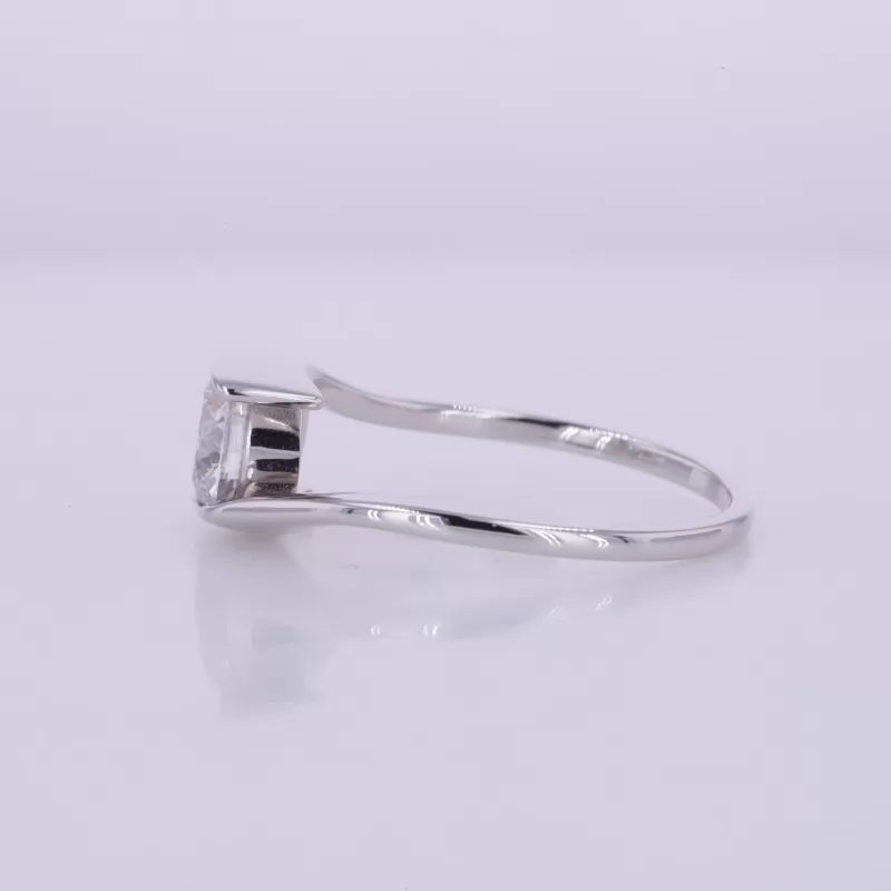 6.75mm Round Brilliant Cut Lab Grown Diamond 18K White Gold Tension Set Engagement Ring