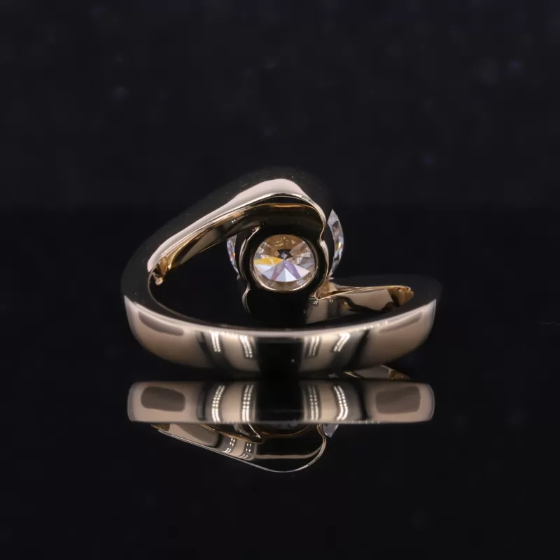 8.09mm Round Brilliant Cut Lab Grown Diamond 14K Yellow Gold Tension Set Engagement Ring