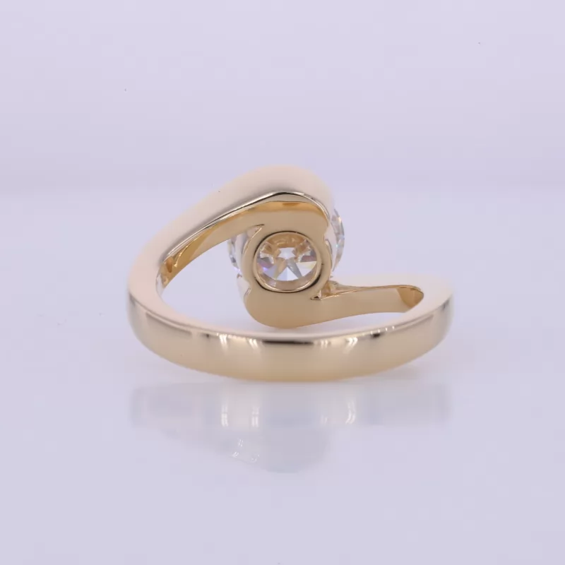 8.09mm Round Brilliant Cut Lab Grown Diamond 14K Yellow Gold Tension Set Engagement Ring