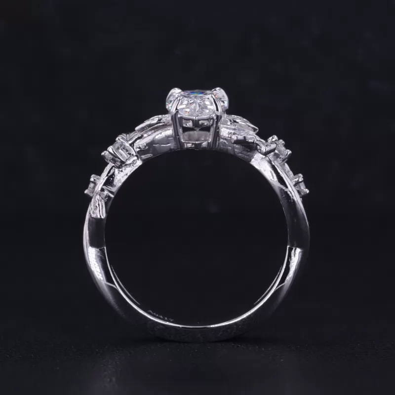 Vine Typ 10K Solid White Gold 8.65x5.58mm Pear Cut Lab Grown Diamond Engagement Ring