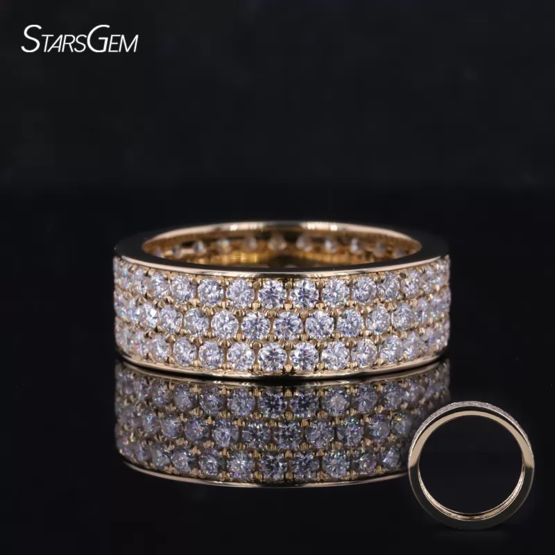 Men's Jewelry 1.8mm Round Brilliant Cut Melee Lab Grown Diamond 14K Yellow Gold Diamond Eternity Ring