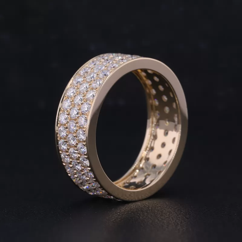 Men's Jewelry 1.8mm Round Brilliant Cut Melee Lab Grown Diamond 14K Yellow Gold Diamond Eternity Ring