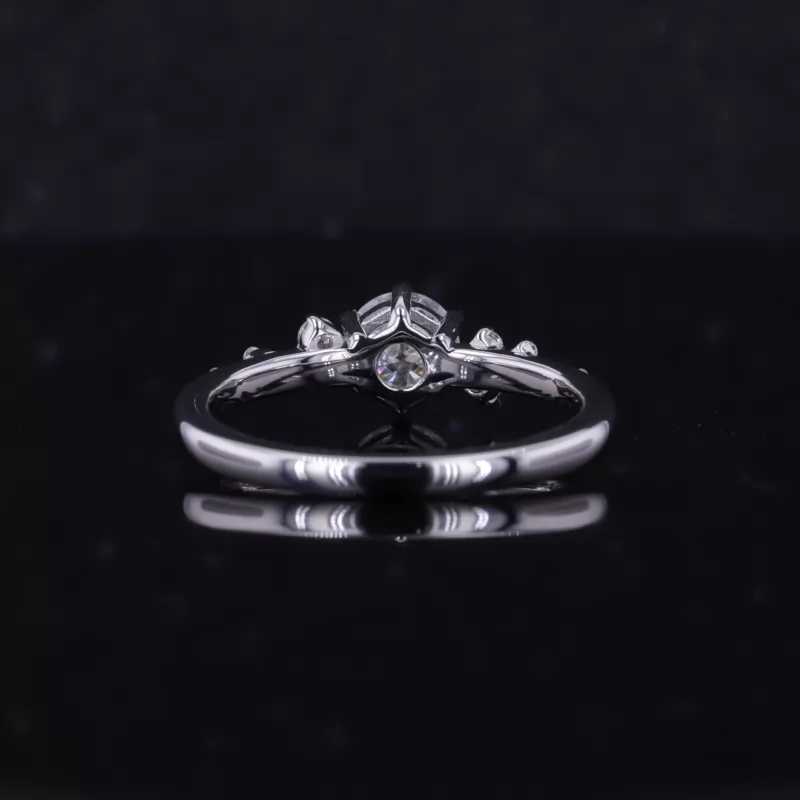 5.5mm Round Brilliant Cut Moissanite 10K White Gold Diamond Engagement Ring