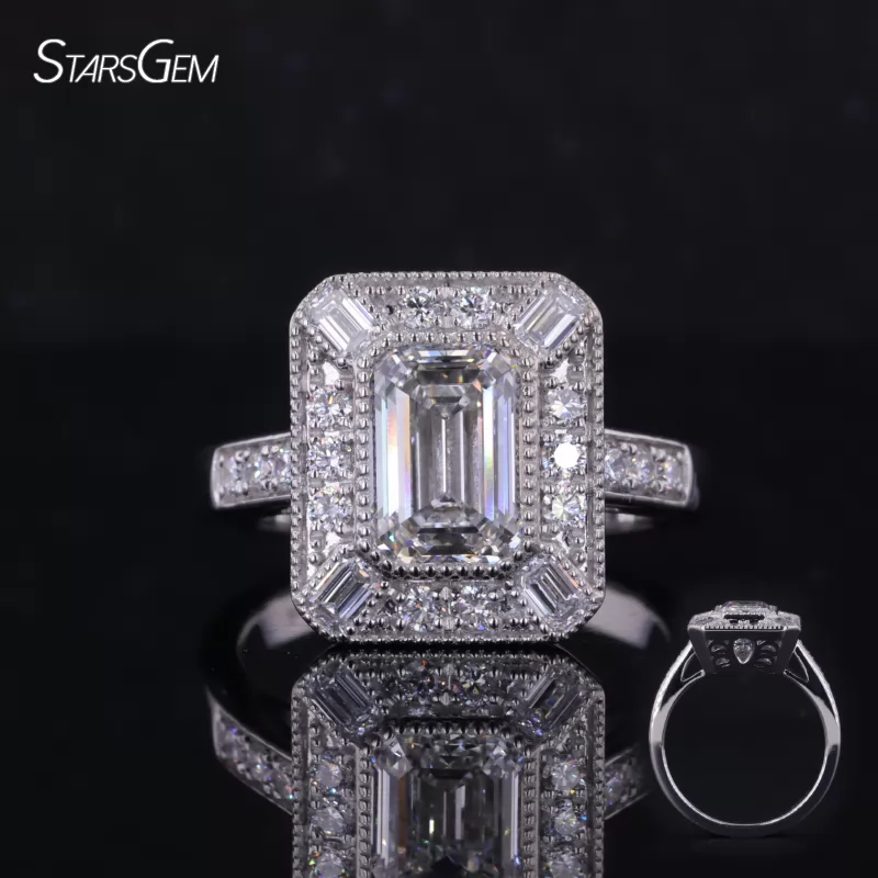 8.54x5.91mm Emerald Cut Lab Grown Diamond 14K White Gold Engagement Ring