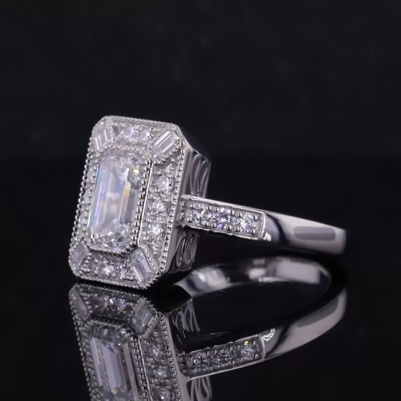 8.54x5.91mm Emerald Cut Lab Grown Diamond 14K White Gold Engagement Ring