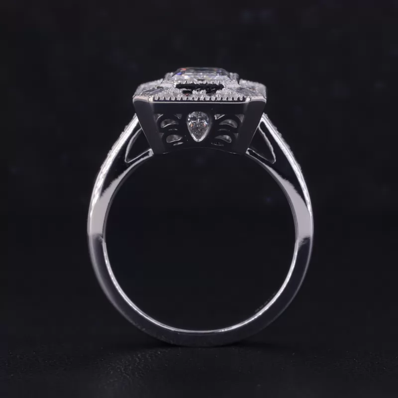 8.54x5.91mm Emerald Cut Lab Grown Diamond 14K White Gold Engagement Ring