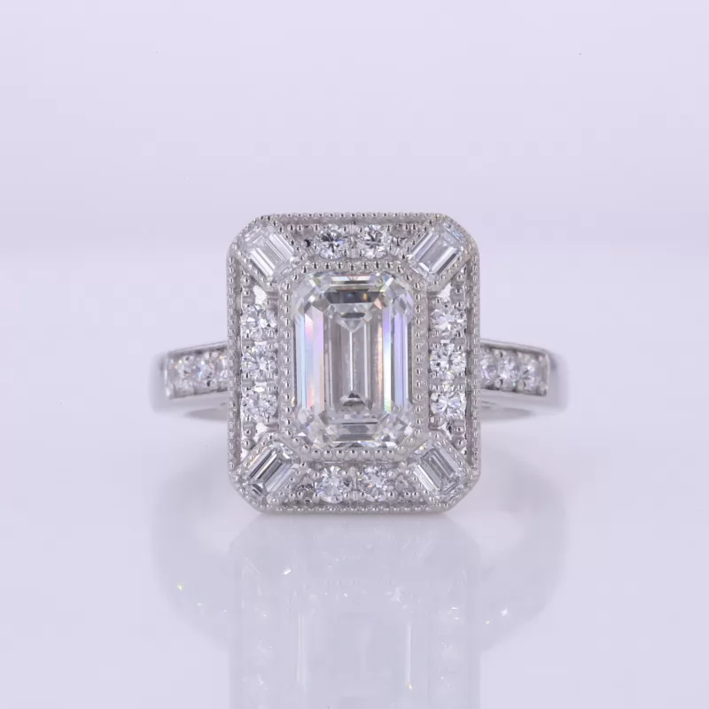 8.54x5.91mm Emerald Cut Lab Grown Diamond 14K White Gold Engagement Ring