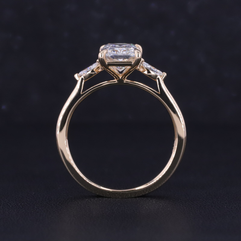 Three Stone 9.13x6.14mm Radiant Cut Lab Grown Diamond 14K Yellow Gold Engagement Ring