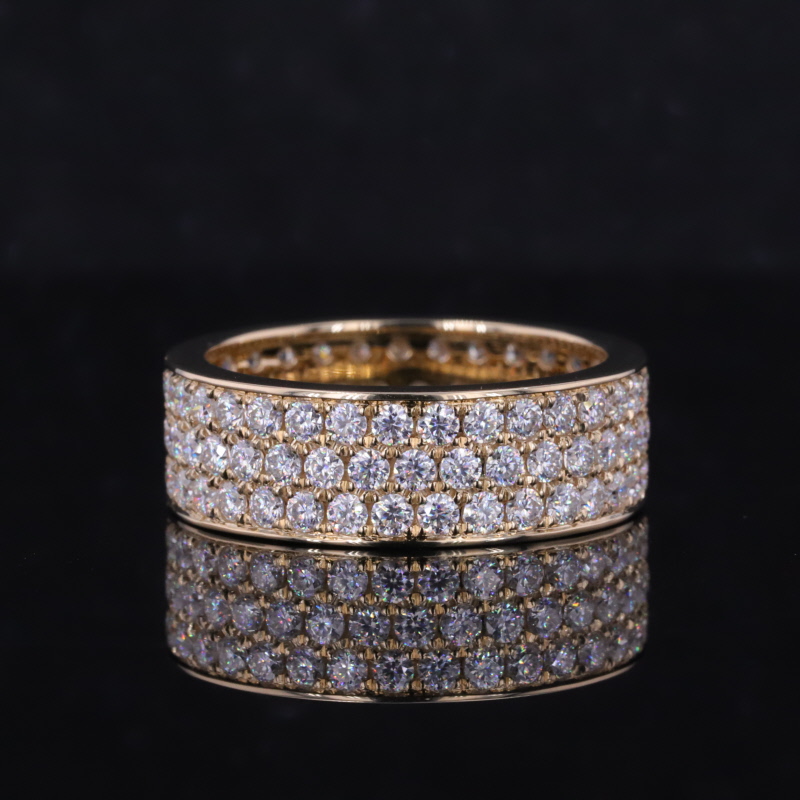 1.8mm Melee Round Brilliant Cut Lab Diamond Ring Men's 14K Yellow Gold Anniversary Rings