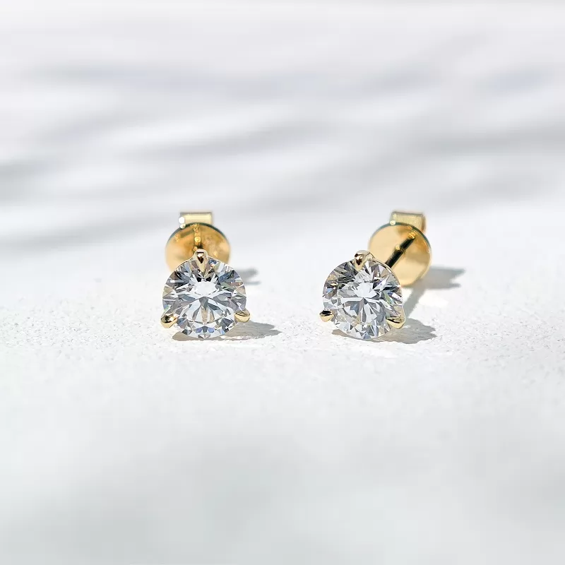 0.4ct & 0.5ct Round Brilliant Cut Lab Grown Diamond Three Claw Martini Set 14K 18K Gold Diamond Stud Earrings