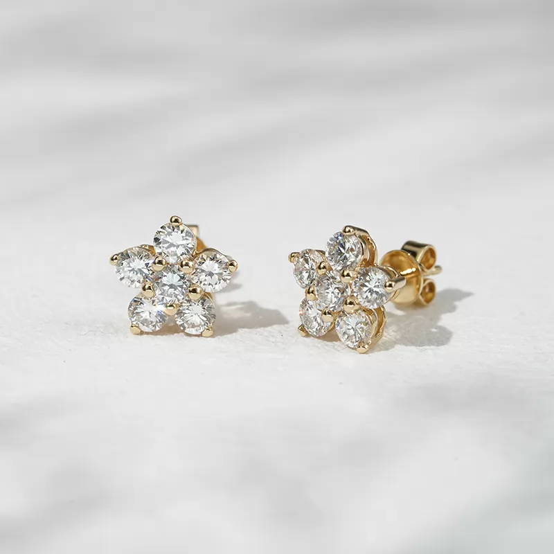 3.2mm Round Brilliant Cut Lab Grown Diamond 18K Gold Diamond Stud Earrings