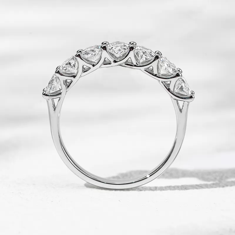 3.5×5.5mm Oval Cut Lab Grown Diamond 18K White Gold Half circle Diamond Eternity Ring