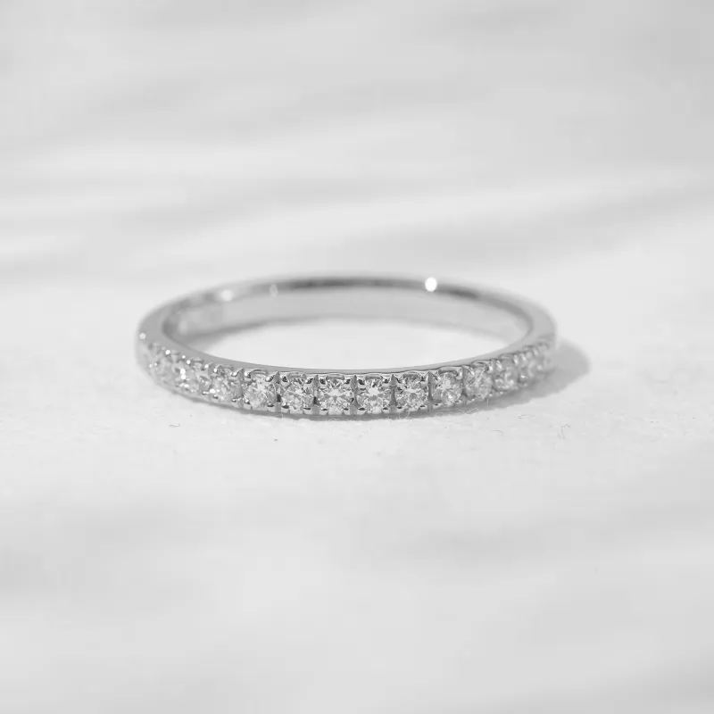 1.6mm Round Brilliant Cut Lab Grown Diamond 18K Gold Half circle Diamond Eternity Ring