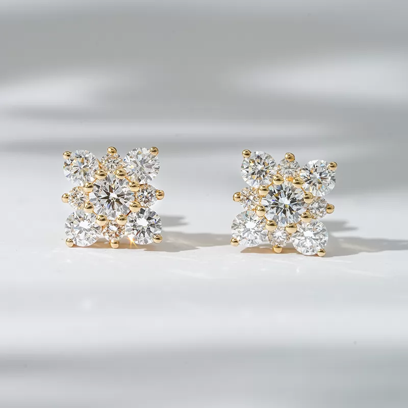 3.6mm Round Brilliant Cut Lab Grown Diamond 18K Yellow Gold Diamond Stud Earrings