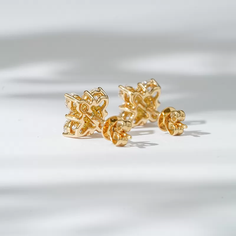 3.6mm Round Brilliant Cut Lab Grown Diamond 18K Yellow Gold Diamond Stud Earrings