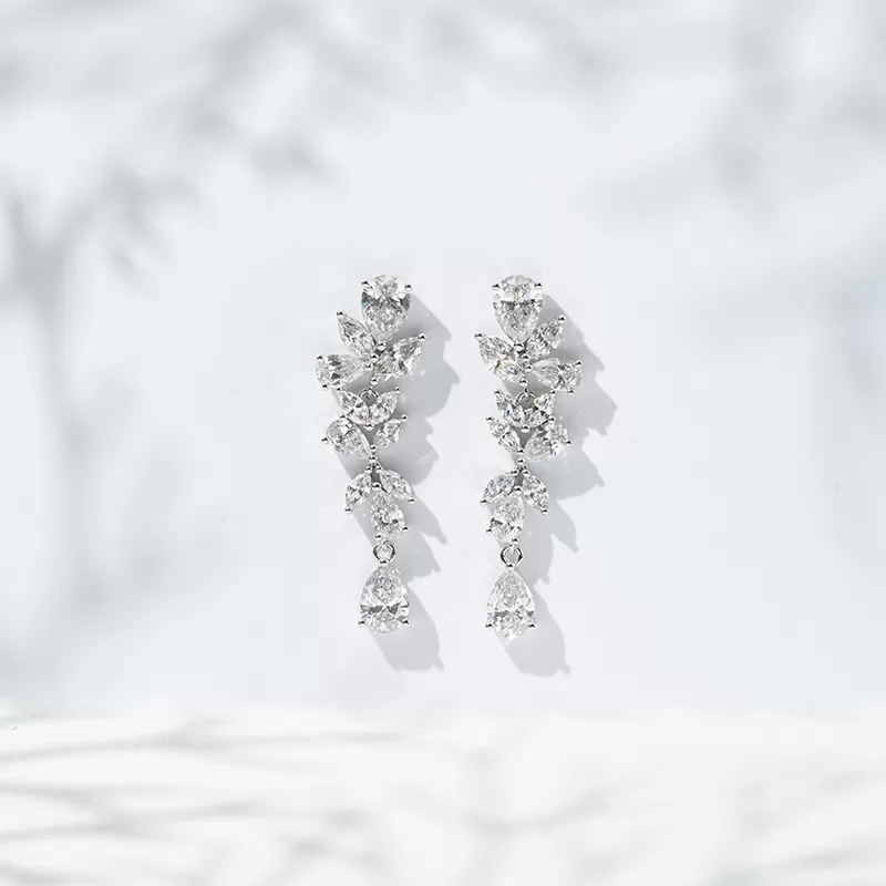 6.5×4.5mm Pear Cut Lab Grown Diamond 18K White Gold Diamond Earrings