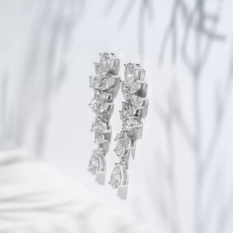 6.5×4.5mm Pear Cut Lab Grown Diamond 18K White Gold Diamond Earrings