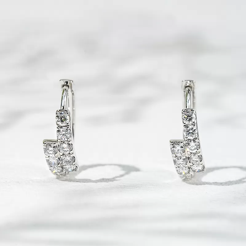 2.1mm Round Brilliant Cut Lab Grown Diamond 18K White Gold Diamond Earrings