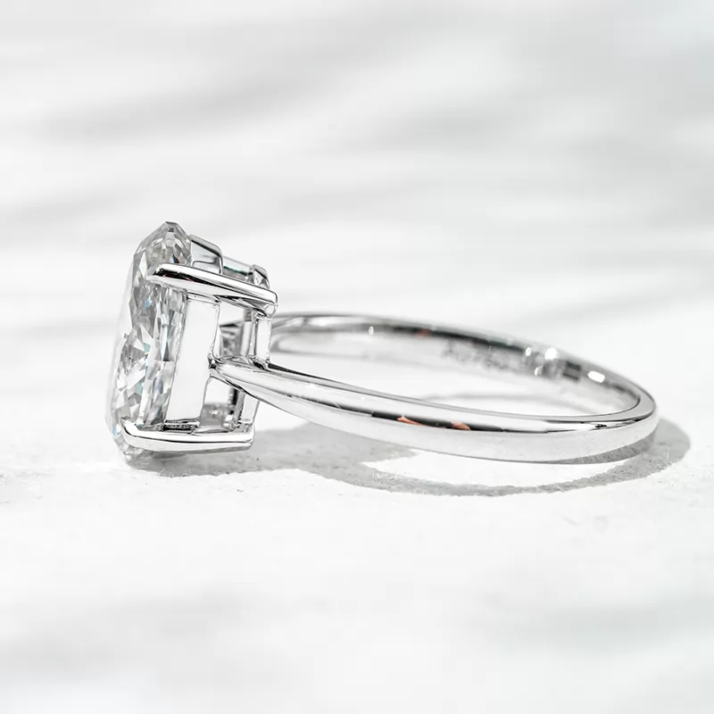 4 Prongs Basket Set 2.72ct Oval Cut Lab Diamond 18K White Gold Solitaire Engagement Ring