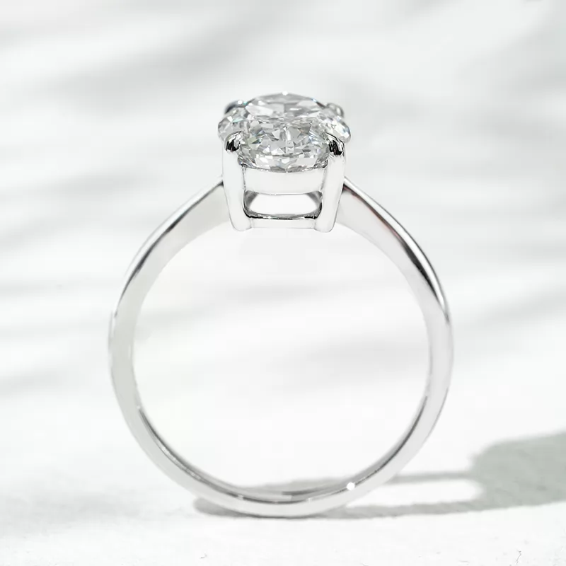 4 Prongs Basket Set 2.72ct Oval Cut Lab Diamond 18K White Gold Solitaire Engagement Ring