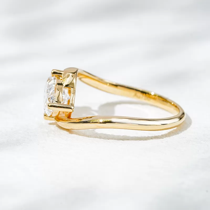 18K Gold with 2 carat Marquise Cut Lab Grown Diamond Solitaire Engagement Ring