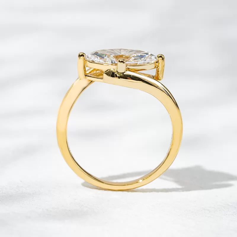 18K Gold with 2 carat Marquise Cut Lab Grown Diamond Solitaire Engagement Ring