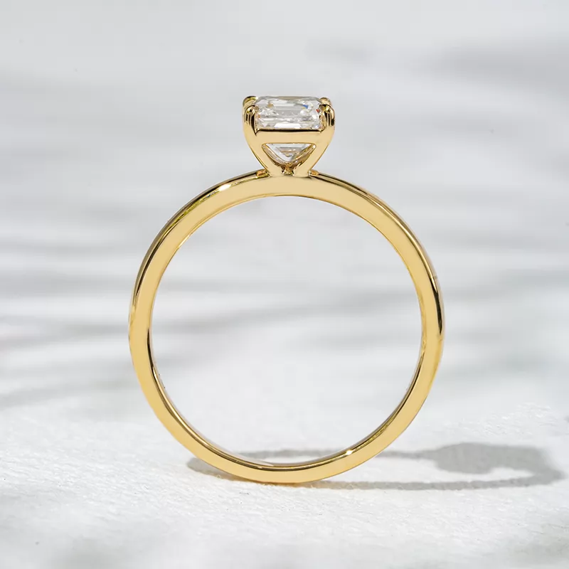 18K Gold with 1 carat Asscher Cut Lab Grown Diamond Solitaire Engagement Ring